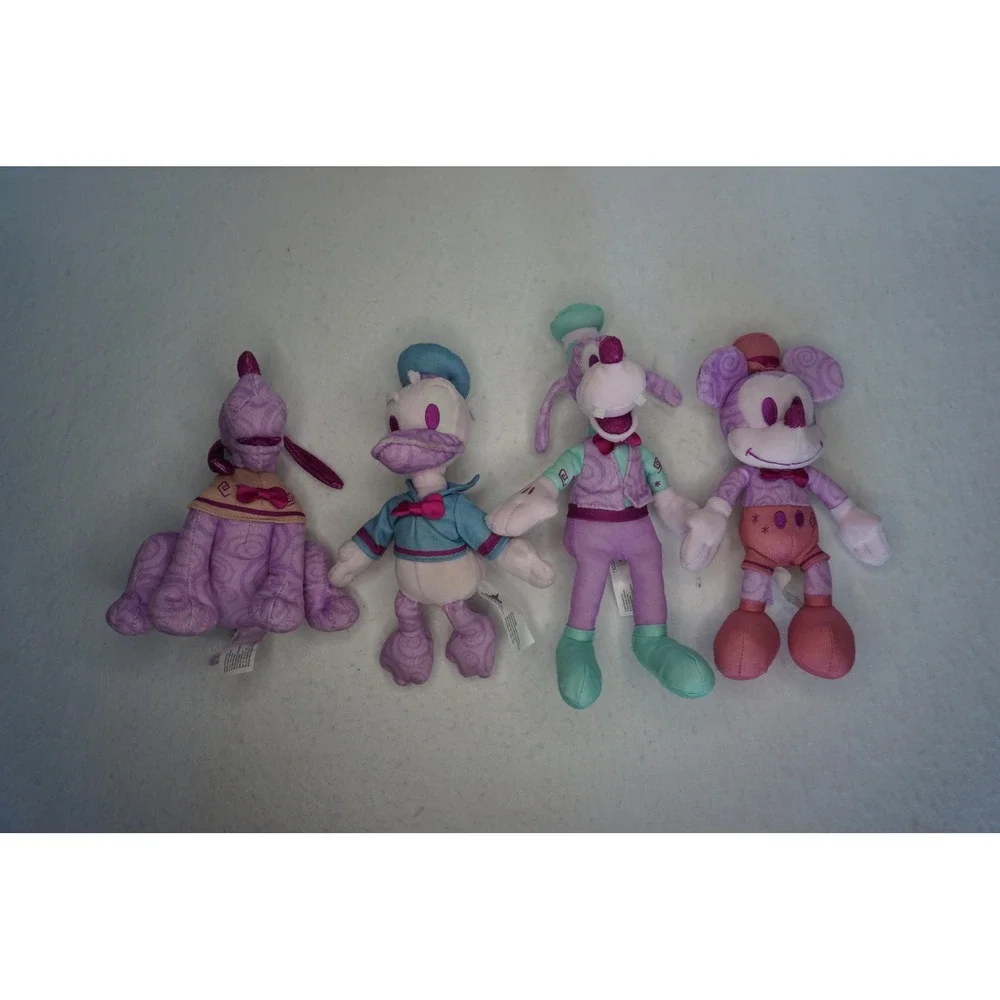 Disney World 50th Anniversary Plush Set Mickey Donald Goofy Pluto Purple 4pc